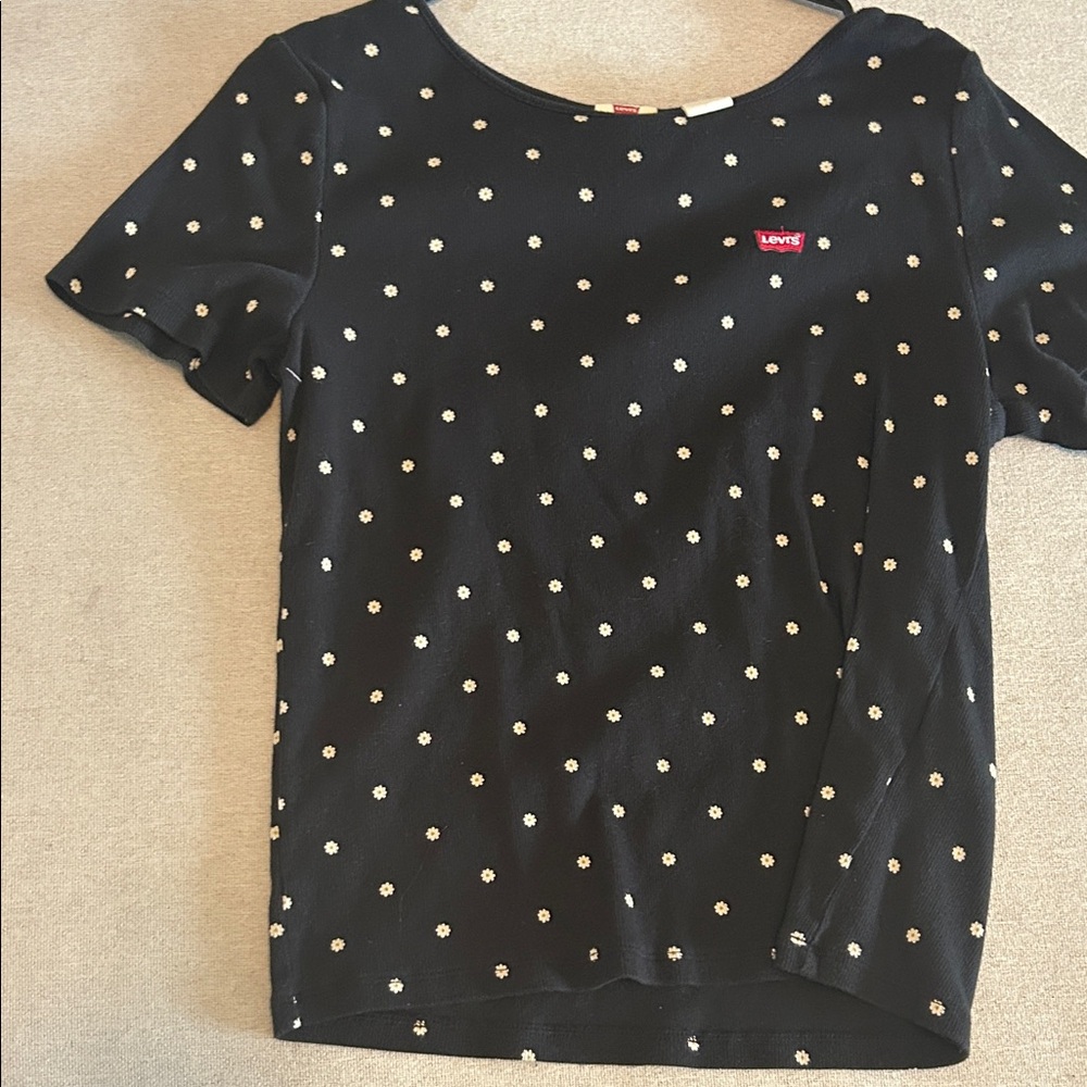 Levi's Black Tee with White Dots